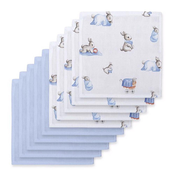Deux Lapins Bébé Lapin & Endless Blue 10`lu Müslin Ağız Bezi Paketi