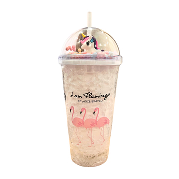 Etoilee Iced Flamingo White Işıklı Simli Pipetli Suluk