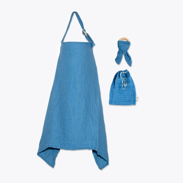 Münü Design Müslin Emzirme Örtüsü Seti Mavi