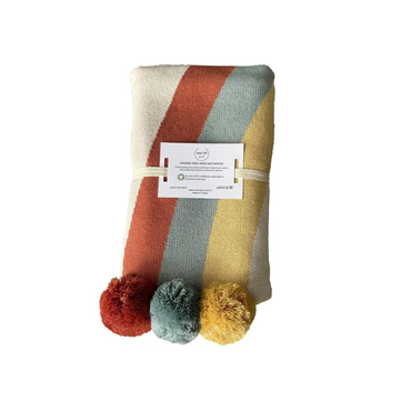 Mama Yoyo İnce Bebek Triko Battaniye Rain Pompom