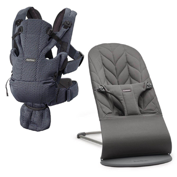 BabyBjörn 2'li Set Bliss Ana Kucağı Petal Woven & Kanguru Move Mesh Anthracite