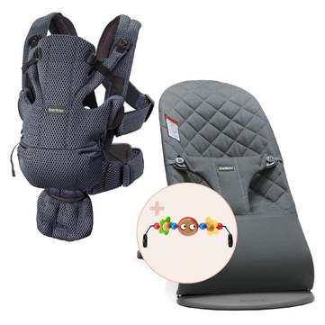 BabyBjörn 2'li Set Oyuncaklı Bliss Ana kucağı Woven & Kanguru Move Mesh Anthracite
