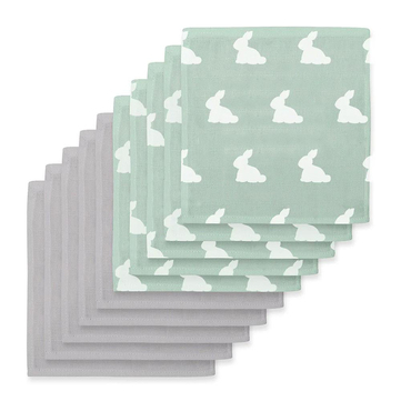 Deux Lapins Mono Lapin Matcha Green & Cotton Grey 10`lu Müslin Ağız Bezi Paketi