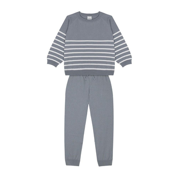 Antebies Beyaz Çizgili Gri Triko Eşofman Takımı