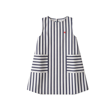 Midu & Fun Fresh Stripe Lacivert Elbise