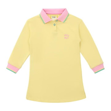 Milky Wilky V Desen Polo Yaka Elbise Sarı