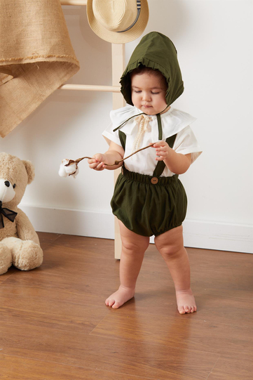 Baby Joko Unisex Bebek Haki Rengi Keten Tulum