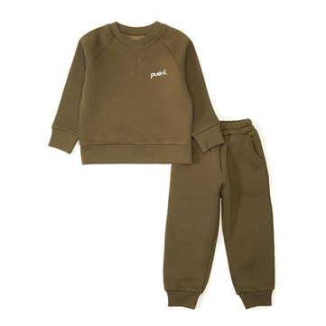 Pueril Kids Şardonlu Klasik Çocuk Eşofman Takımı | Haki