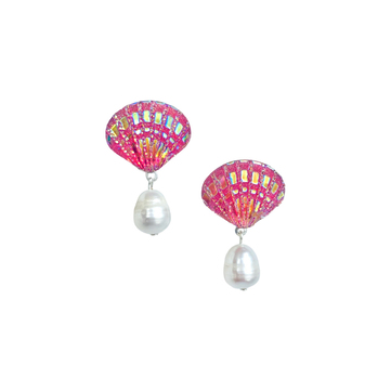Tres Jolie Lollie İncili Deniz Kızı Kabuğu Klips Küpe Pembe
