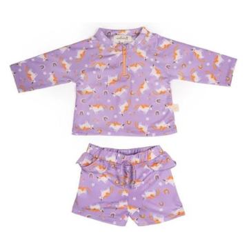 Miela Kids Uzun Kollu Mayo Set Rainbow Unicorn Lilac