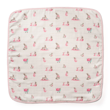 Deux Lapin Bébé Lapin Rose Çift Kat Müslin Battaniye