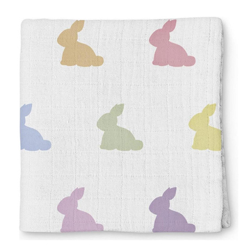 Deux Lapin Rainbow Lapin Müslin Örtü 100x100 cm