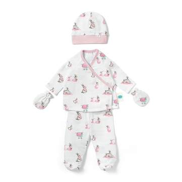 Deux Lapin Yenidoğan Bebek Hastane Çıkış Seti Bebe Lapin Rose