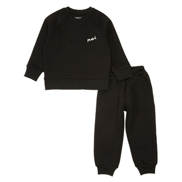 Pueril Kids Şardonlu Klasik Çocuk Eşofman Takımı | Siyah