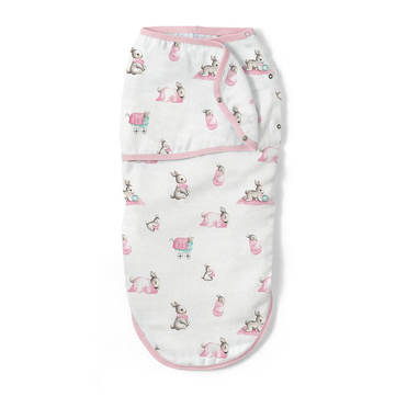 Deux Lapin Bébé Lapin Rose Müslin Bebek Hazır Kundak