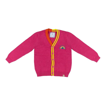 Beetle Beez Stripes Triko Hırka Turuncu Pembe Lime Çizgili