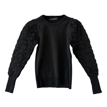 Pieces of Melon Siyah Jakar Desenli Balon Kol Kazak - S