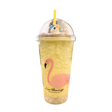 Etoilee Iced Flamingo Yellow Işıklı Simli Pipetli Suluk