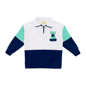 Milky Wilky Dik Yaka Yarım Fermuarlı Sesli Sweatshirt Yeşil Lacivert
