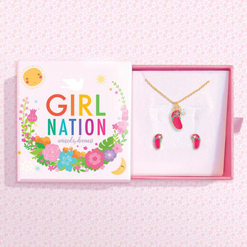 Girl Nation Cyrstal Flip Flop Kolye & Küpe Set