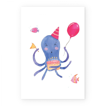 HAPPY FOLKS ÇERÇEVESİZ POSTER - BIRTHDAY KID OCTOPUS