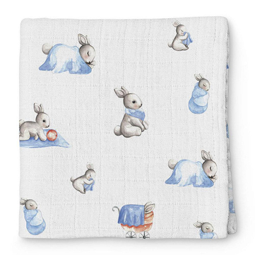 Deux Lapin Bébé Lapin Müslin Bebek Örtü 70x70 cm