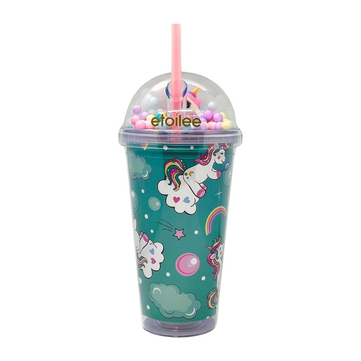 Etoilee Turqoise Funny Unicorn Simli Pipetli Suluk