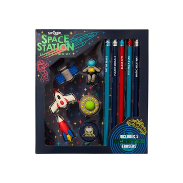 Smiggle Space Station Desenli Erkek Çocuk Kalem ve Silgi Seti