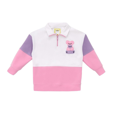 Milky Wilky Dik Yaka Yarım Fermuarlı Sesli Sweatshirt Pembe Lila