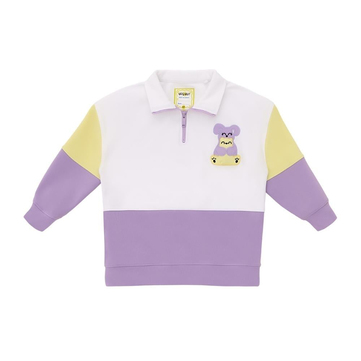 Milky Wilky Dik Yaka Yarım Fermuarlı Sesli Sweatshirt Lila Sarı