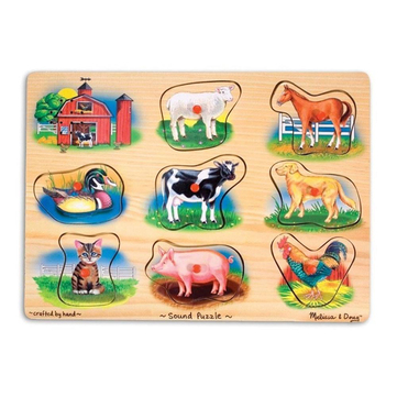 Melissa & Doug Ahşap Sesli Yapboz Çiftlik Hayvanları Ahşap