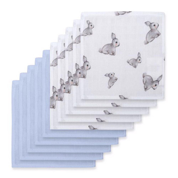 Deux Lapins Iconique Lapin & Endless Blue 10`lu Müslin Ağız Bezi Paketi