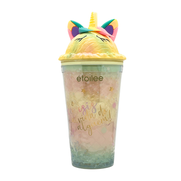 Etoilee Iced Unicorn Sarı Simli Pipetli Suluk
