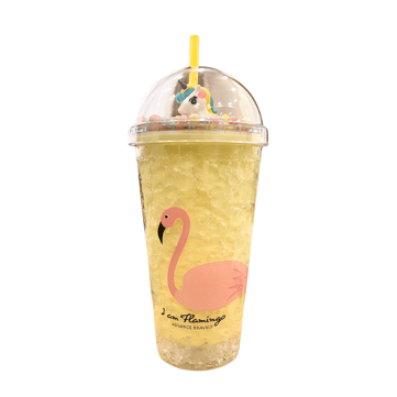 Etoilee Iced Flamingo Yellow Işıklı Simli Pipetli Suluk