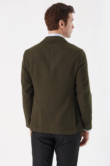 Morven Erkek Yeşil Haiti Dokuma Slim Fit Dar kesim Torba Cep Ceket