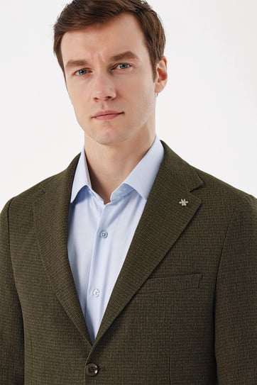 Morven Erkek Yeşil Haiti Dokuma Slim Fit Dar kesim Torba Cep Ceket