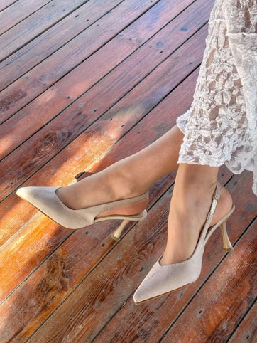 Bej Süet (Ketty) Kadın Topuklu Stiletto