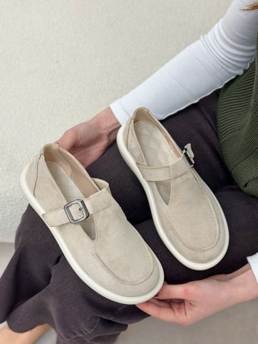 Bej Süet (Olivia) Toka Detaylı Kadın Loafer