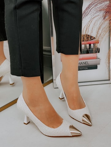Beyaz Altın (Tress) Maskelet Detay Kadın Stiletto