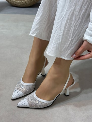 Beyaz File (Wedding) Taş Detaylı Kadın Stiletto
