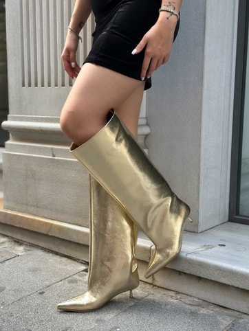 Gold Cilt (Veray) XL Oversize Kalın Baldır 5 Cm Mini Topuk Çizme