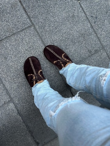 Kahve Hakiki Deri (Sorry) İçi Peluş Bağcıklı Kadın Ayakkabı