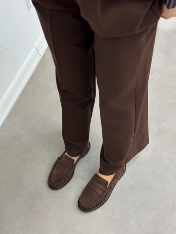 Kahve Süet (Barry) Saraç Detaylı Düz Taban Kadın Loafer