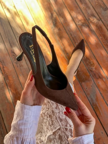 Kahve Süet (Ketty) Kadın Topuklu Stiletto