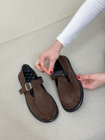 Kahve Süet (Olivia) Toka Detaylı Kadın Loafer