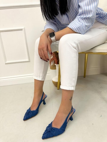 Kot Mavi (Bow) Fiyonk Detay Kadın Stiletto