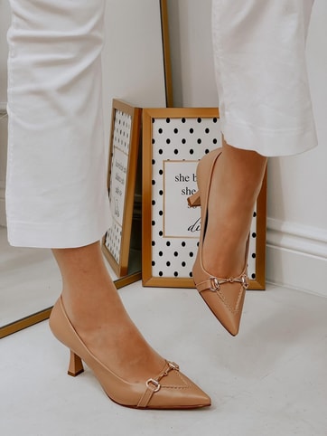 Nude Cilt (MossCross) Toka Detay Kadın Stiletto