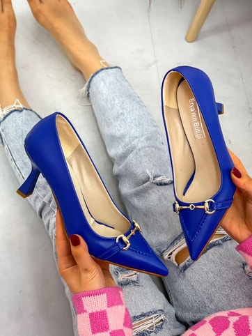 Saks Mavi Cilt (MossCross) Toka Detay Kadın Stiletto