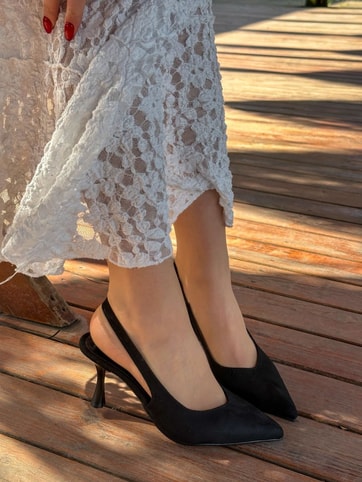 Siyah Süet (Ketty) Kadın Topuklu Stiletto