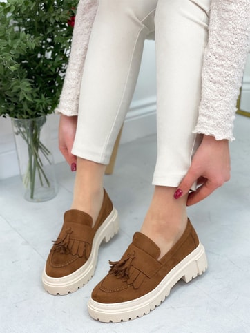 Taba Süet (Tassel) Püskül Detay Kadın Loafer